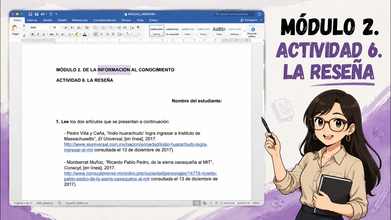Módulo 2. Semana 3. Actividad 6. La reseña. Prepa en línea SEP