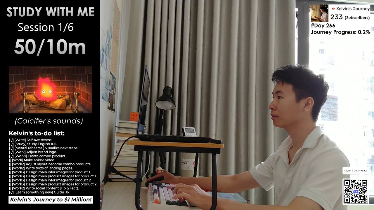 #Day266 Study with me |🍅 6 hours live pomodoro 50/10m🔥Kelvin's Journey to $1Million💰