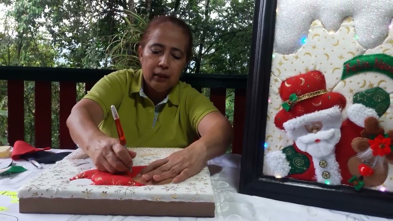 fácil y rápido cuadro papá Noel en la técnica de paswhort sin aguja