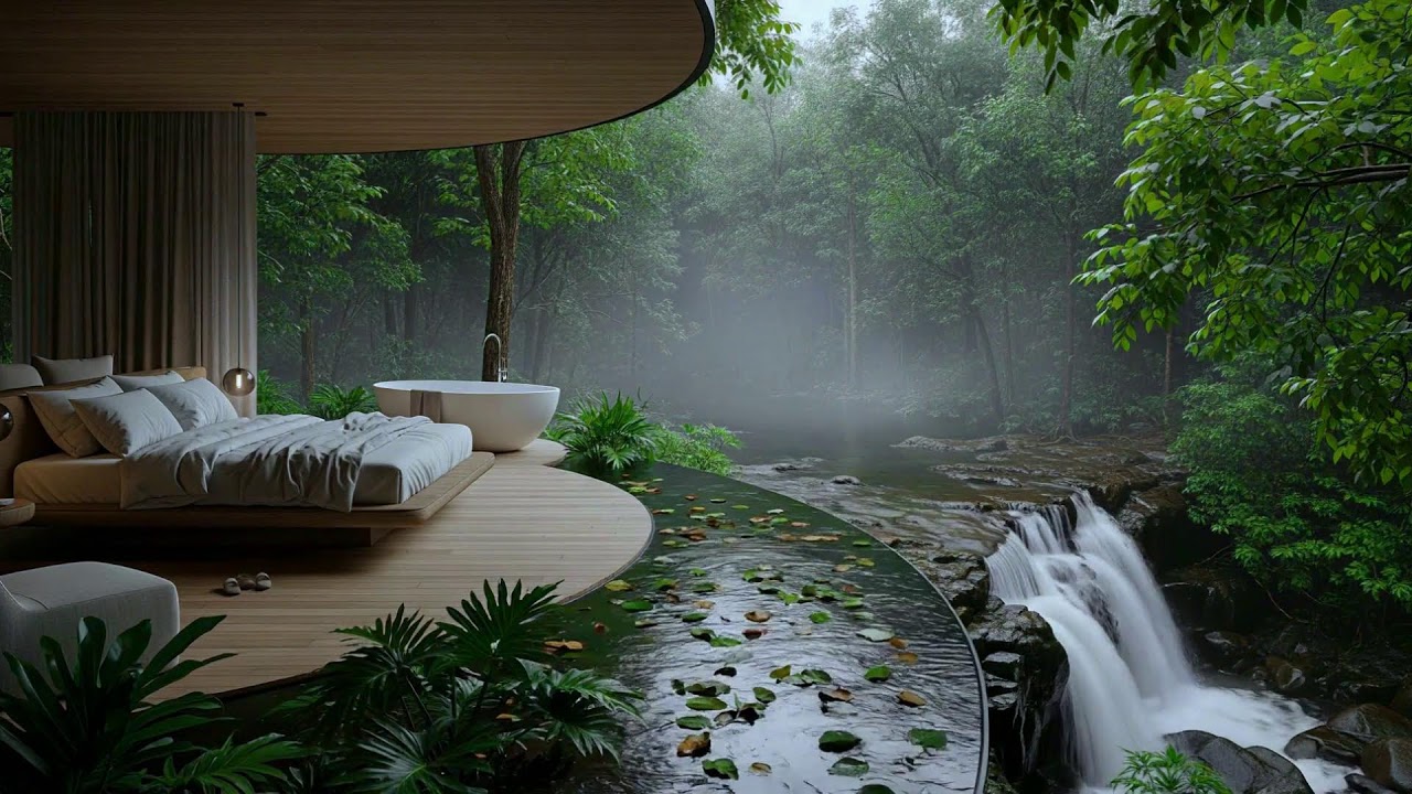 Flowing River Sounds for Deep Calm | Deep Sleep Music and Peaceful Piano for Night Rest