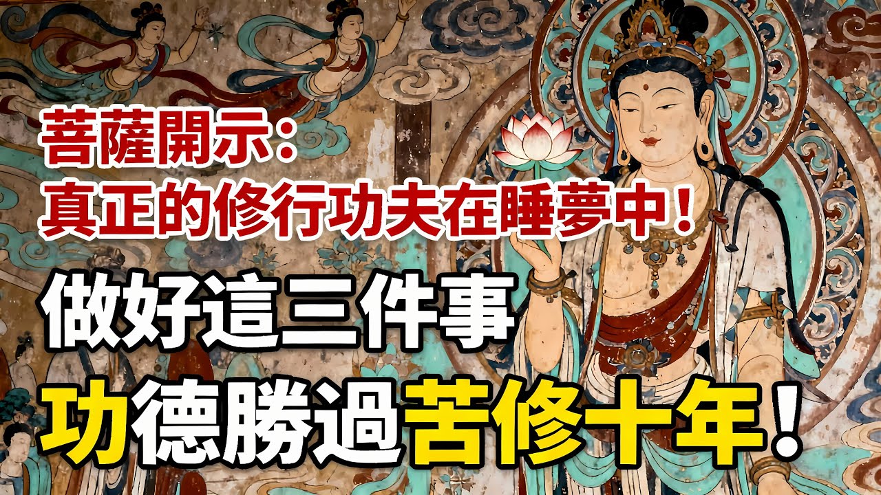 菩薩開示：真正的修行功夫在睡夢中！做好這三件事，功德勝過苦修十年#佛教 #佛法 #佛教玄學 #佛教智慧 #佛學知識 #佛學智慧 #修心修行 #佛教文化 #禪悟人生 #傳統文化