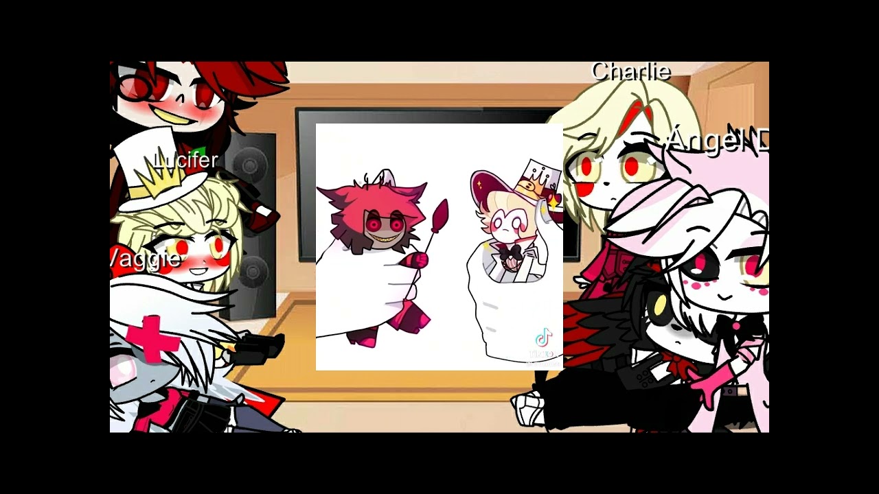 Personajes de Hazbin Hotel reaccionan a Husker dust Radioaplee Chaggie #gacha #hazbinhotel