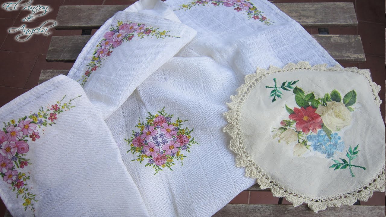 Como hacer decoupage sobre manteles y tapetes - Decoupage lavable
