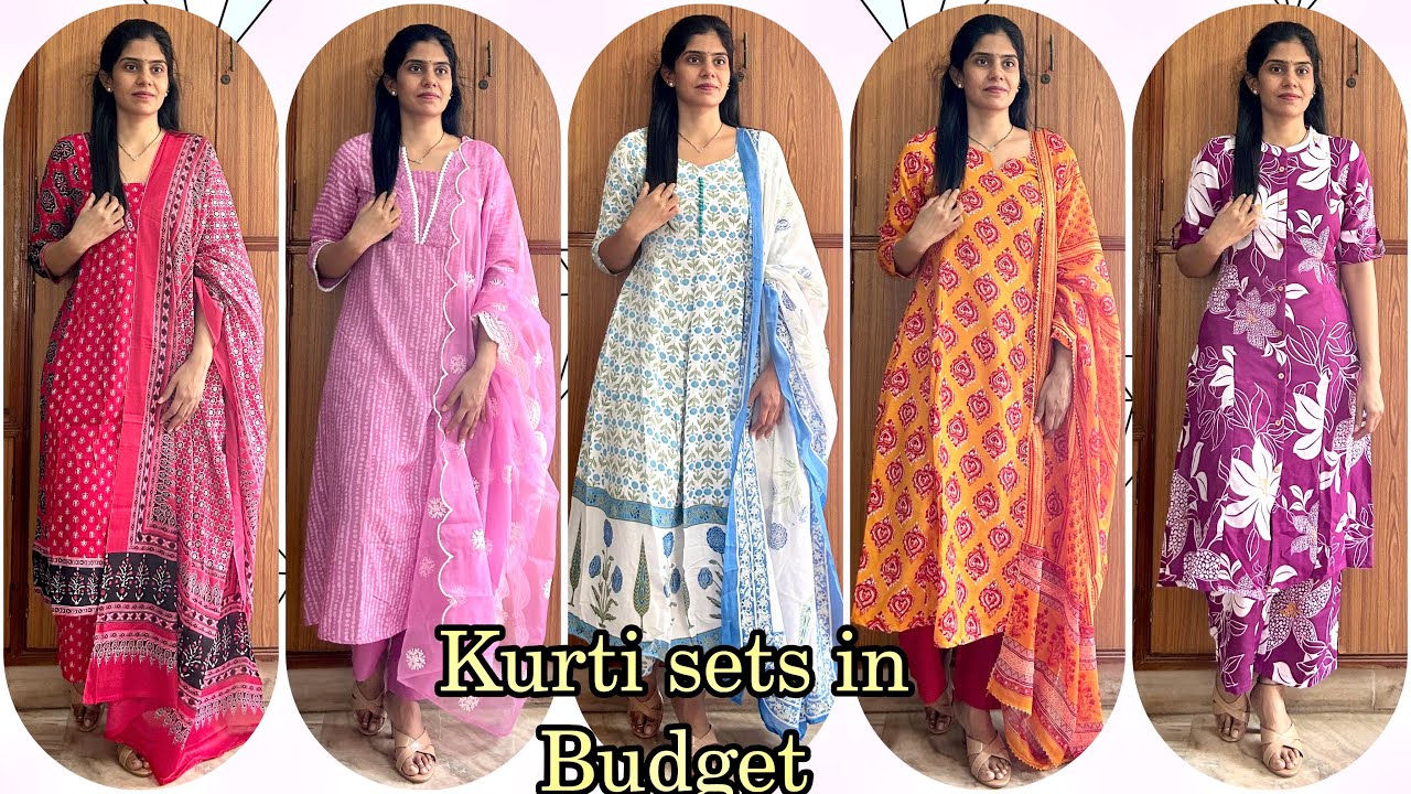 Easy to carry and maintain budget friendly 3 piece kurti sets with dupatta for women from Amazon.