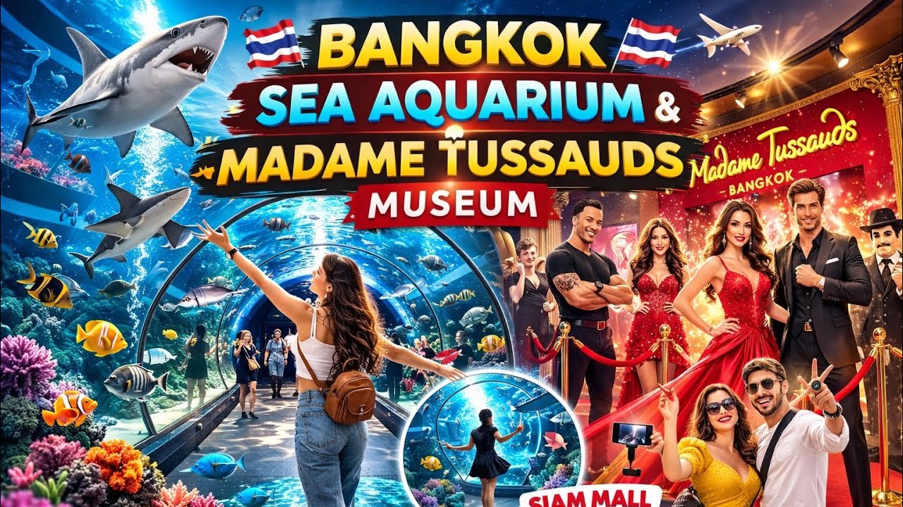 Bangkok Sea Aquarium 🐠 & Madame Tussauds 🇹🇭 | Siam Mall Full Tour | Family Travel Vlog