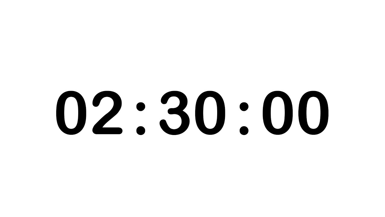 2 HOUR 30 MINUTE TIMER &bull; 150 MINUTE COUNTDOWN TIMER + Alarm, Full HD, 1080, White