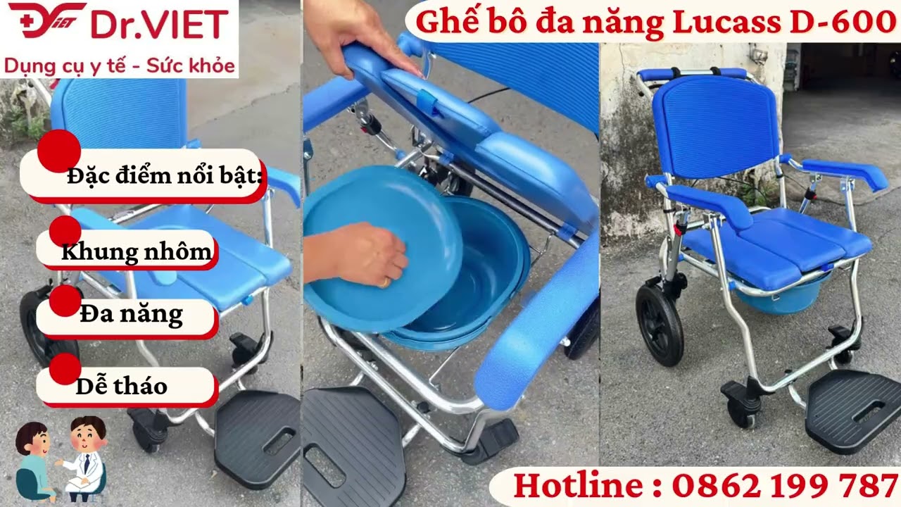 Ghế bô đa năng Lucass D600 ghế bô vệ sinh đa năng kết hợp tắm gội cho người già
