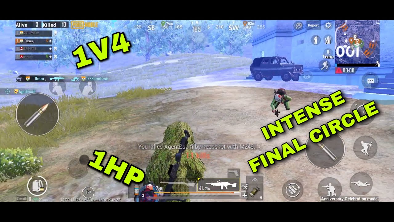 MOST INTENSE FINAL CIRCLE 1HP 1v4 PUBG MOBILE
