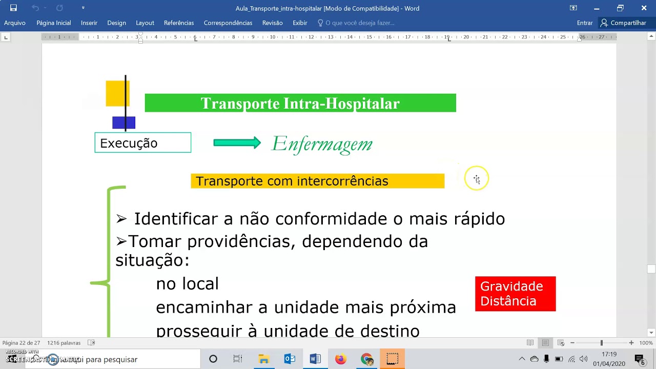 TRANSPORTE INTRA-HOSPITALAR - AULA 2/2