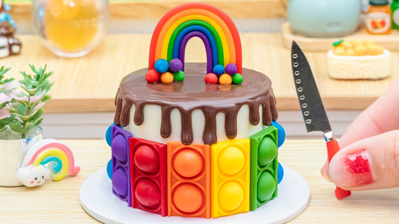 Mini Rainbow POP IT Cake Recipe 🌈 Stunning Rainbow Cake Decoration DIY