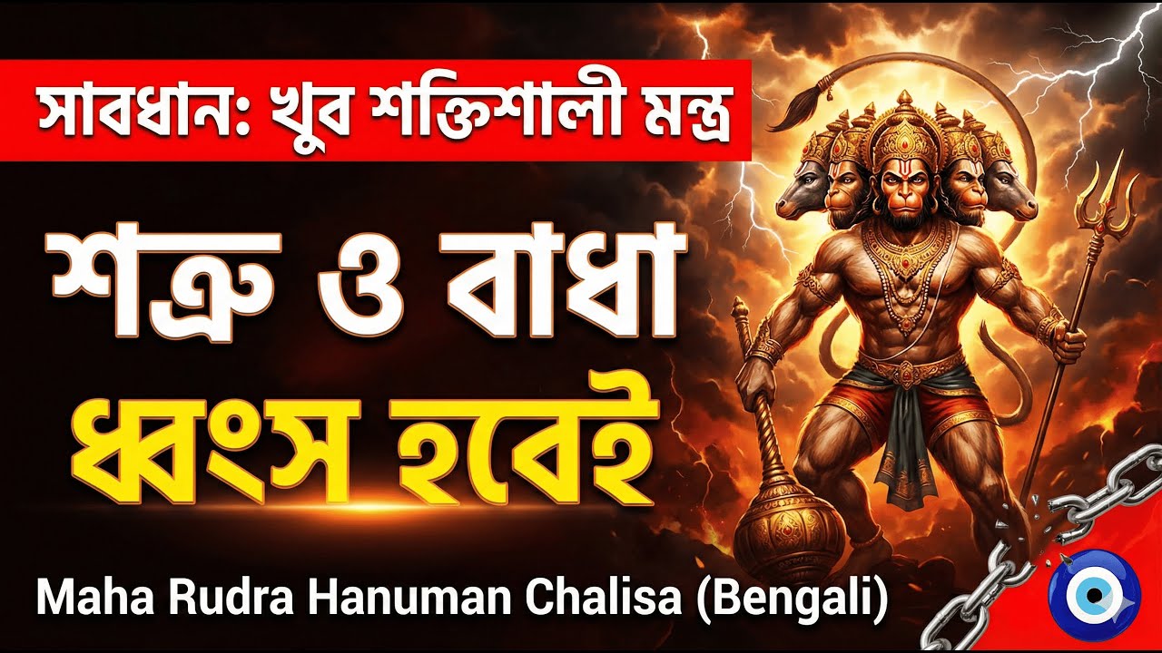 🔴 সাবধান: খুব শক্তিশালী মন্ত্র | শত্রু ও বাধা ধ্বংস হবেই | Maha Rudra Hanuman Chalisa (Bengali)