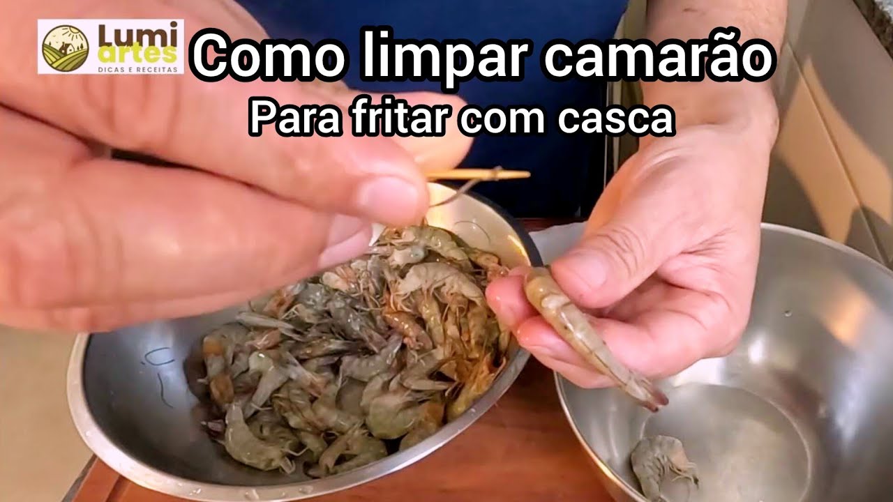 Como limpar camarão para fritar com casca