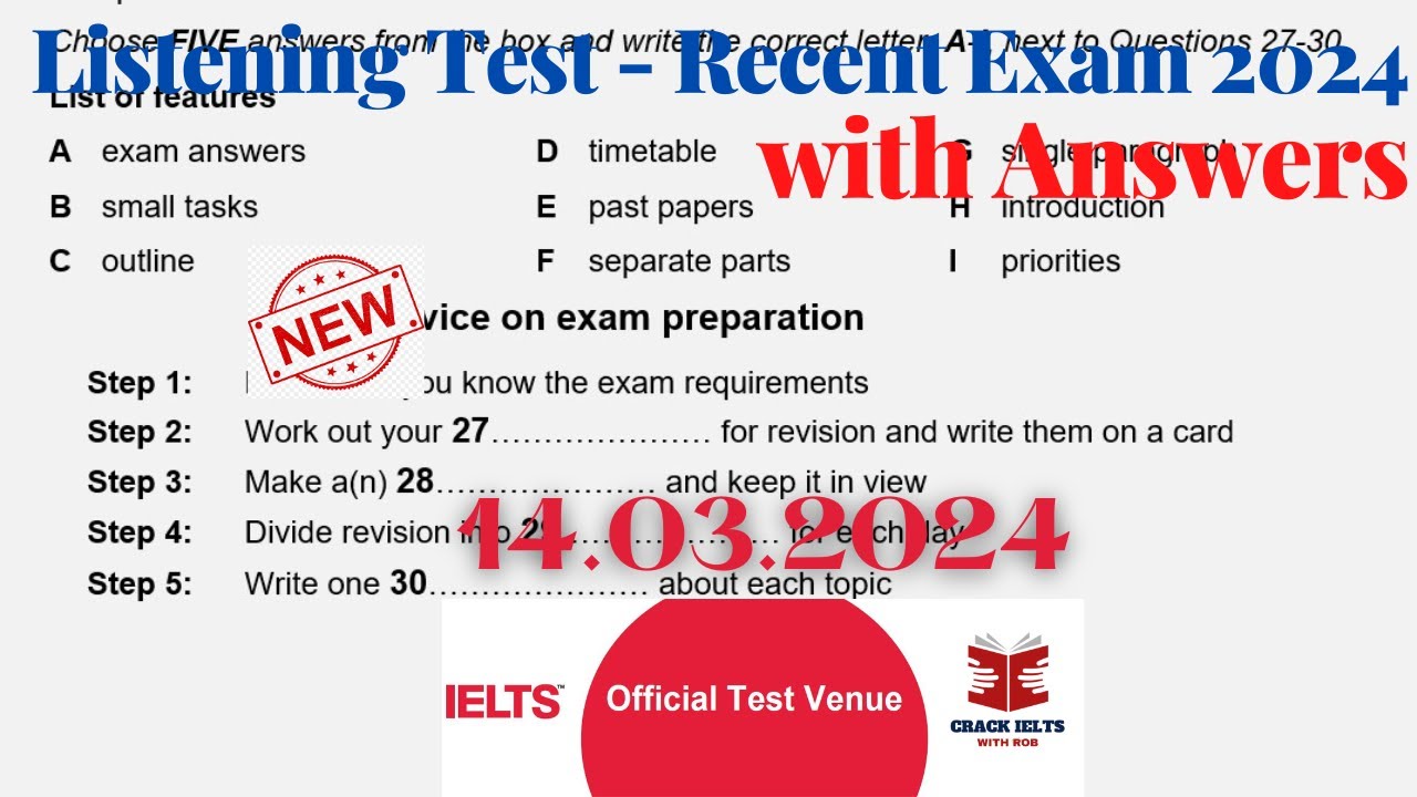 IELTS Listening Actual Test 2024 with Answers | 14.03.2024