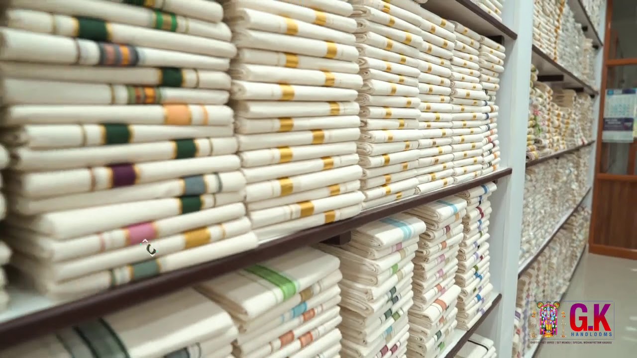 G.K Handlooms , Kuthampully | 100% Handloom Products | Mohiniyattam Kasavu | Dhotis | Set Saree.