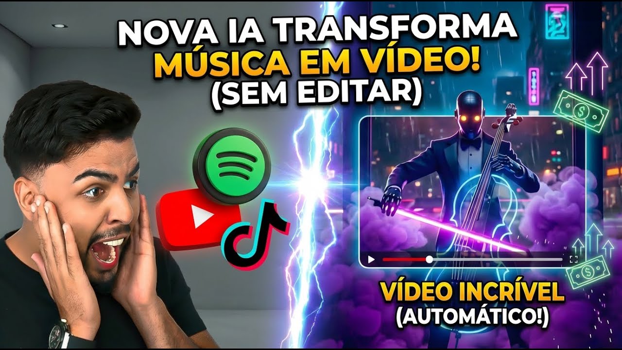 🚀 Nova IA Transforma MÚSICA em VÍDEOS AUTOMÁTICOS e Gera Dinheiro (Sem Editar!)