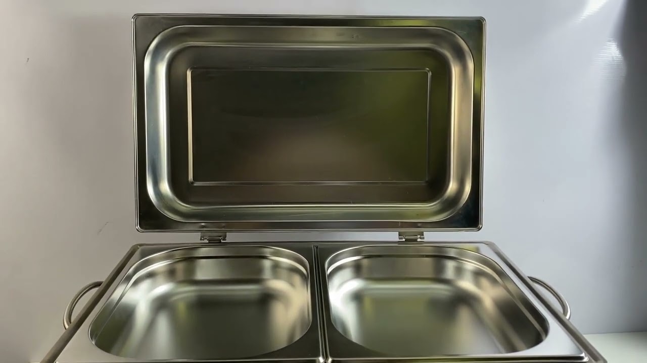 Rechaud Retangular 9 Litros com 2 Cubas 1/2 GN em A&ccedil;o Inox Refor&ccedil;ado H&eacute;rcules