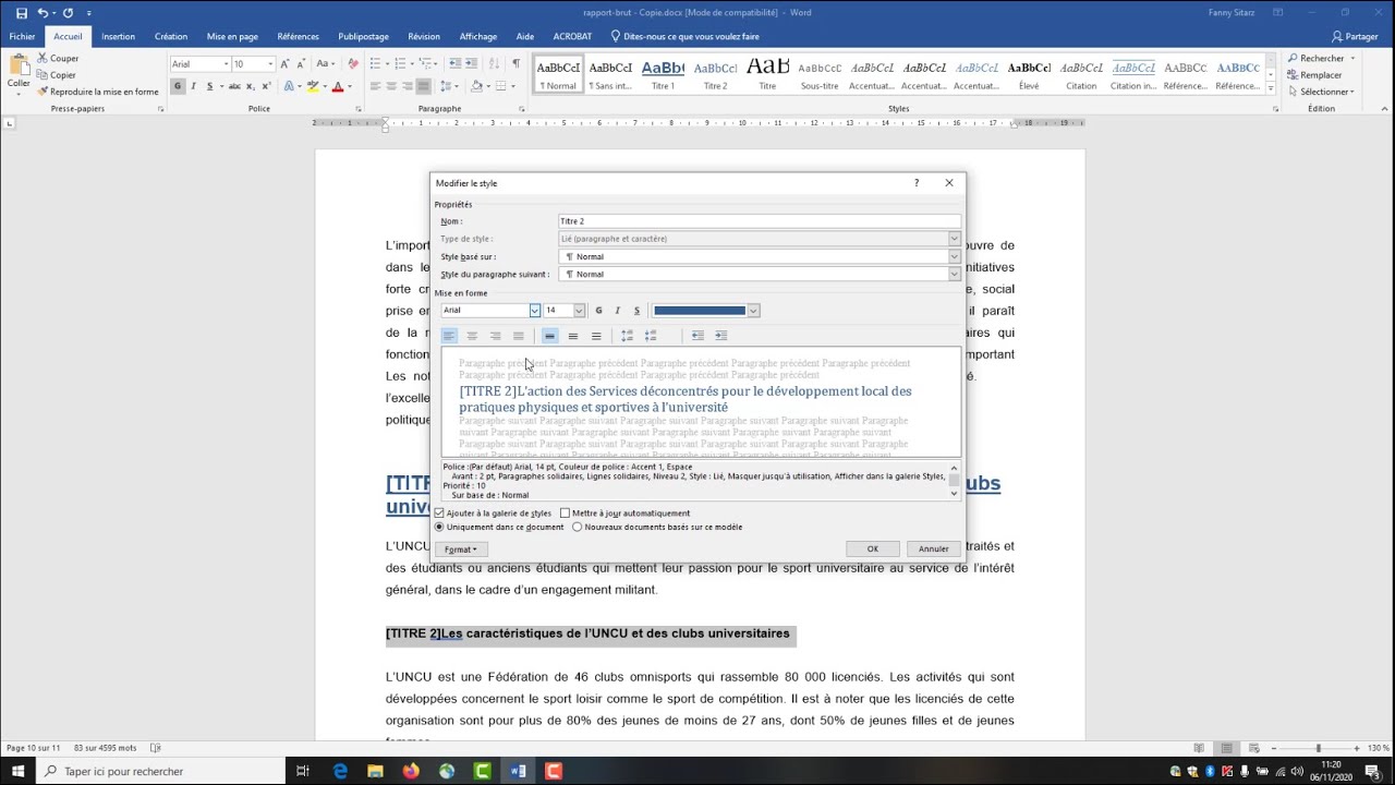 Word - Document long