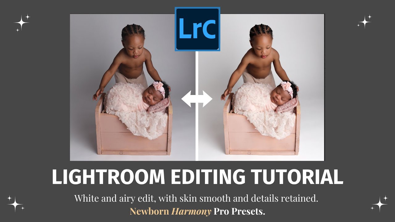 Newborn Lightroom Tutorial: get a light airy glow edit with perfect skin in Lightroom with presets.