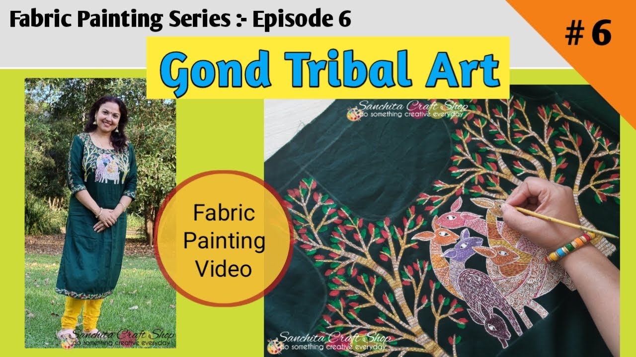 Gond Tribal Art / Gond art on fabric/कपड़े पे पेंटिंग का आसान तरीका/Fabric Painting Series-Ep 6