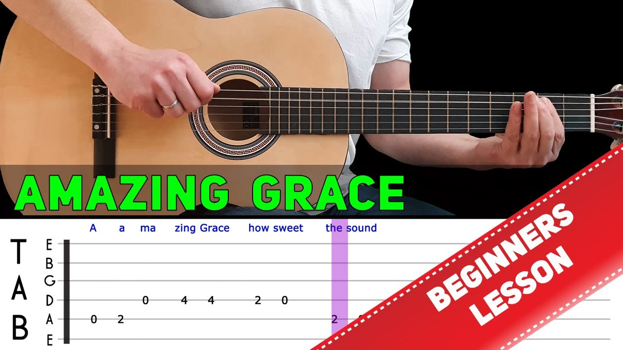 AMAZING GRACE | Easy guitar melody lesson for beginners (with tabs)