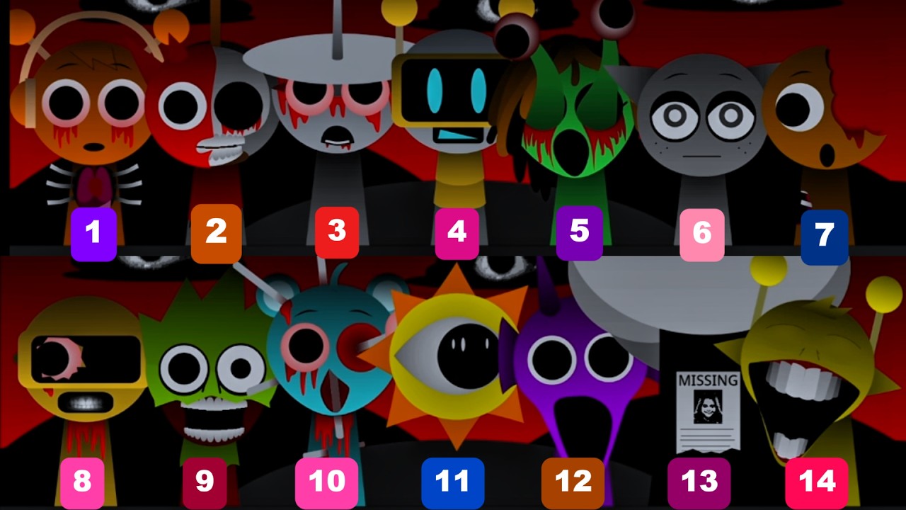 Sprunki Horror Mod 14 Characters in 1 Beat | Simon, Clukr, Fun bot #incredibox #sprunki