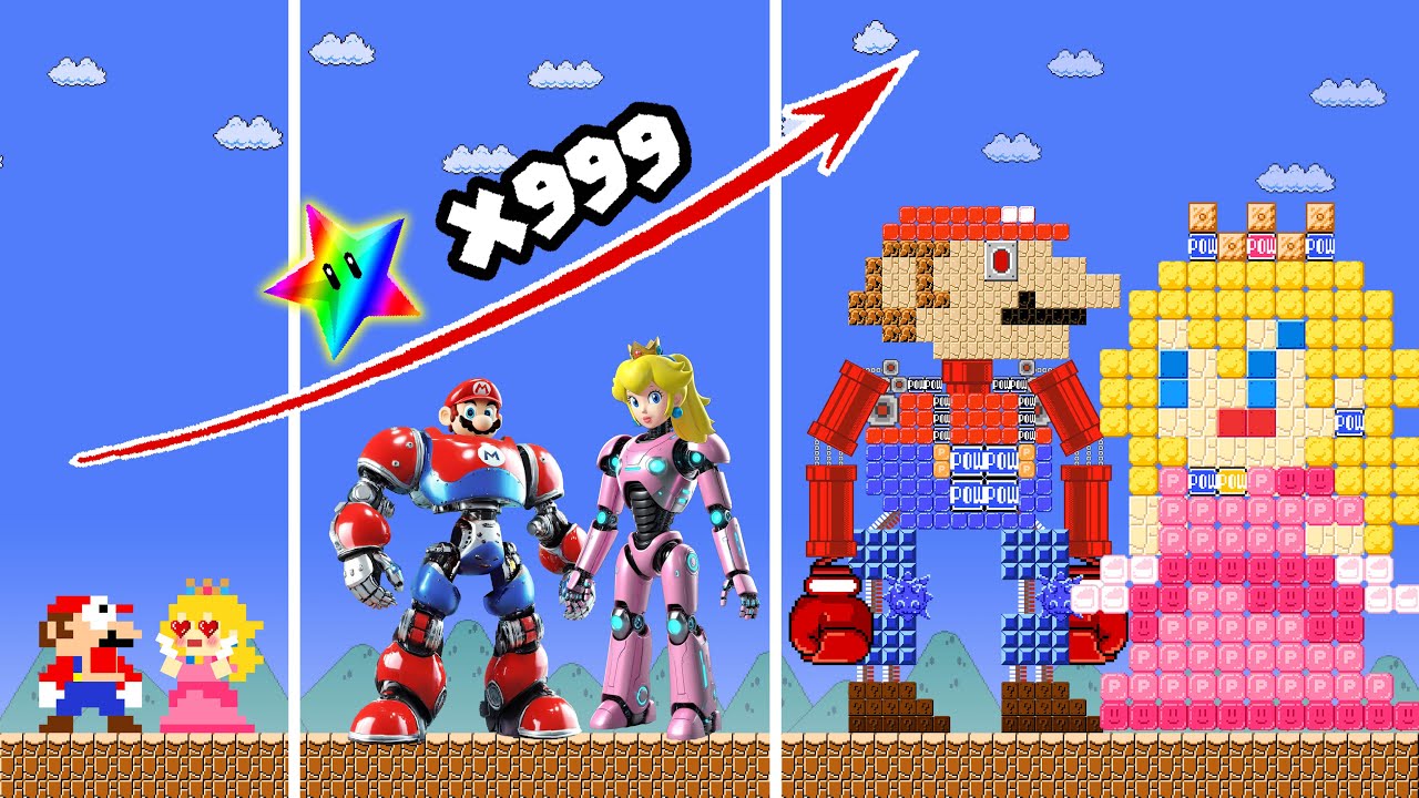 MARIO ROBOT BATTLE: If Mario Robot vs Peach Robot but Mario Can Upgrade Myself? | POWER-UP MARIO
