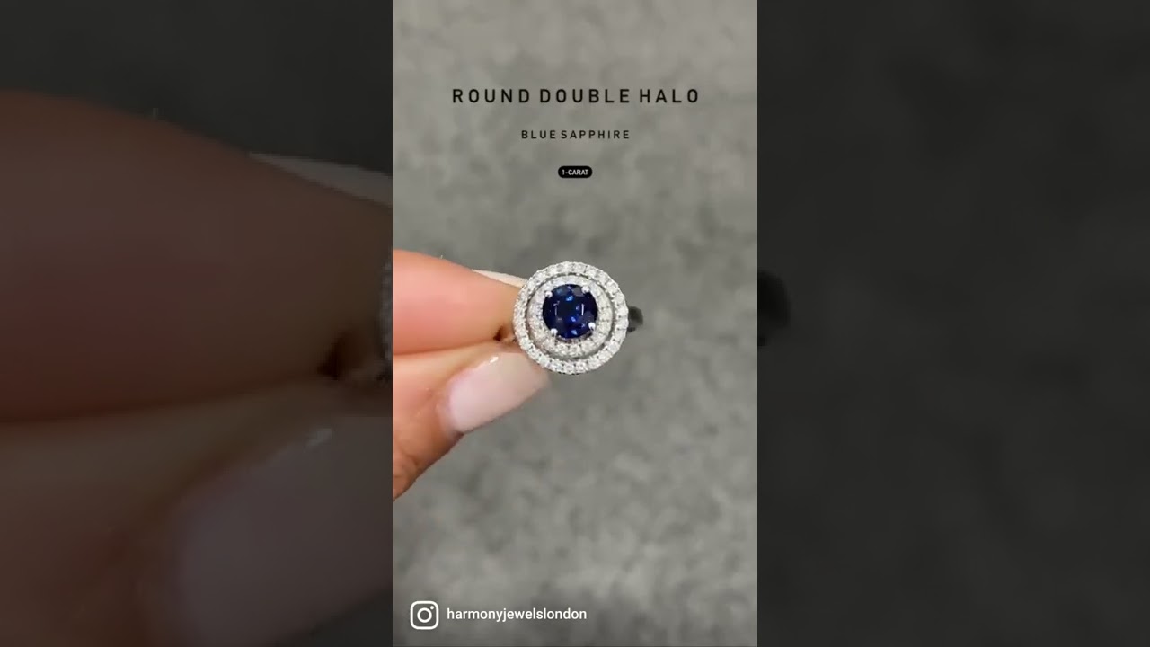 1-carat round blue sapphire engagement ring