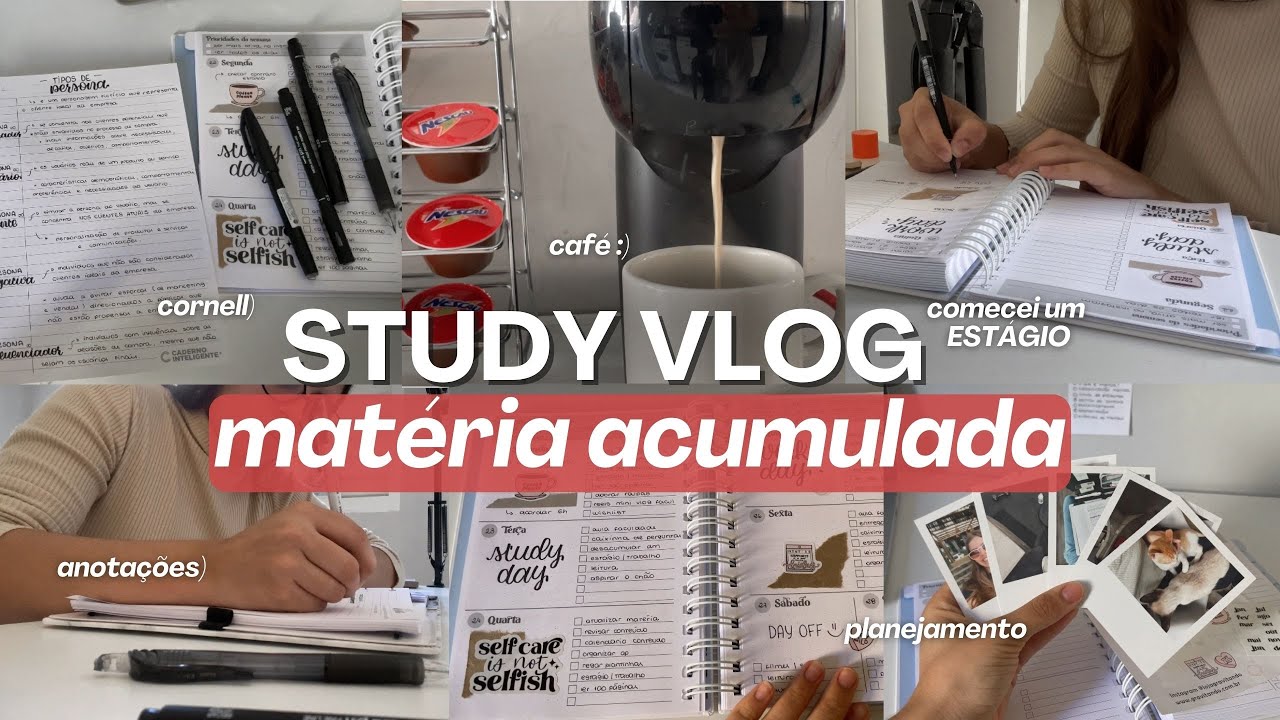 STUDY VLOG | DESACUMULANDO MATÉRIA da faculdade + comecei um estágio, método cornell, provas e +