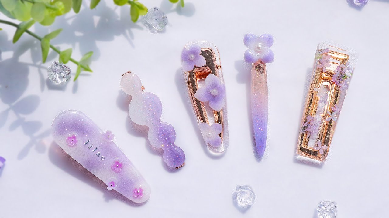 (eng)이 머리핀만 있으면 나도 인간 라일락?!💜아이유 '라일락' 테마 헤어핀 만들기!/ 레진헤어핀 레진머리핀 만들기