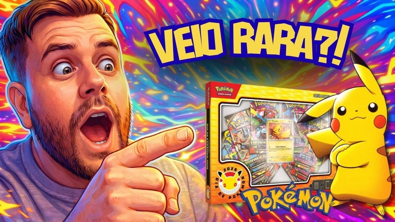 ABRI A BOX DO PIKACHU 2026… VEIO CARTA RARA?! 😱⚡ (Pokémon TCG)