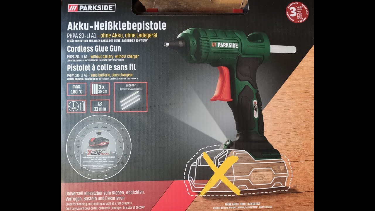 Recenzja pistoletu do klejenia na gorąco i wkładów klejowych Parkside (PHPA 20-Li A1 + PHPZ 2 A1) #1
