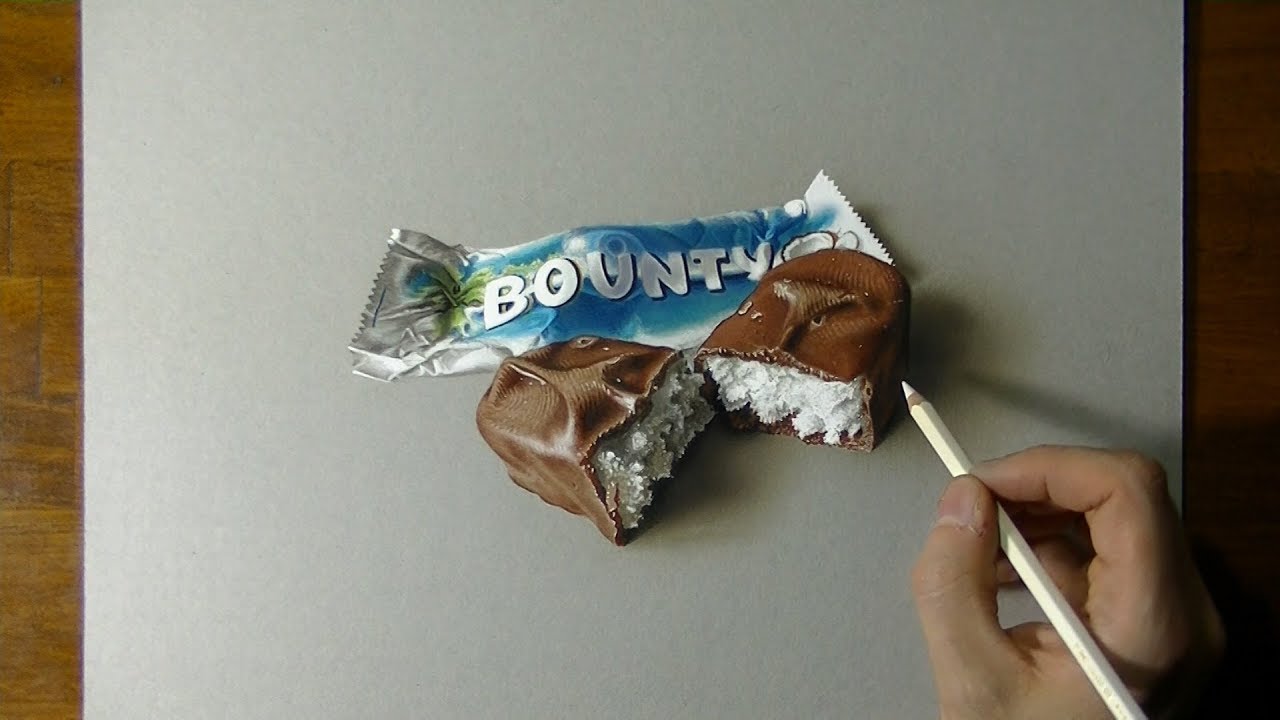 Drawing of a Bounty bar - How to draw 3D Art