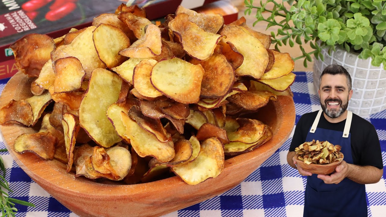 CHIPS DE BATATA DOCE - SEQUINHA - CROCANTE - SAUDÁVEL - FÁCIL - RÁPIDO - Receitas de Pai
