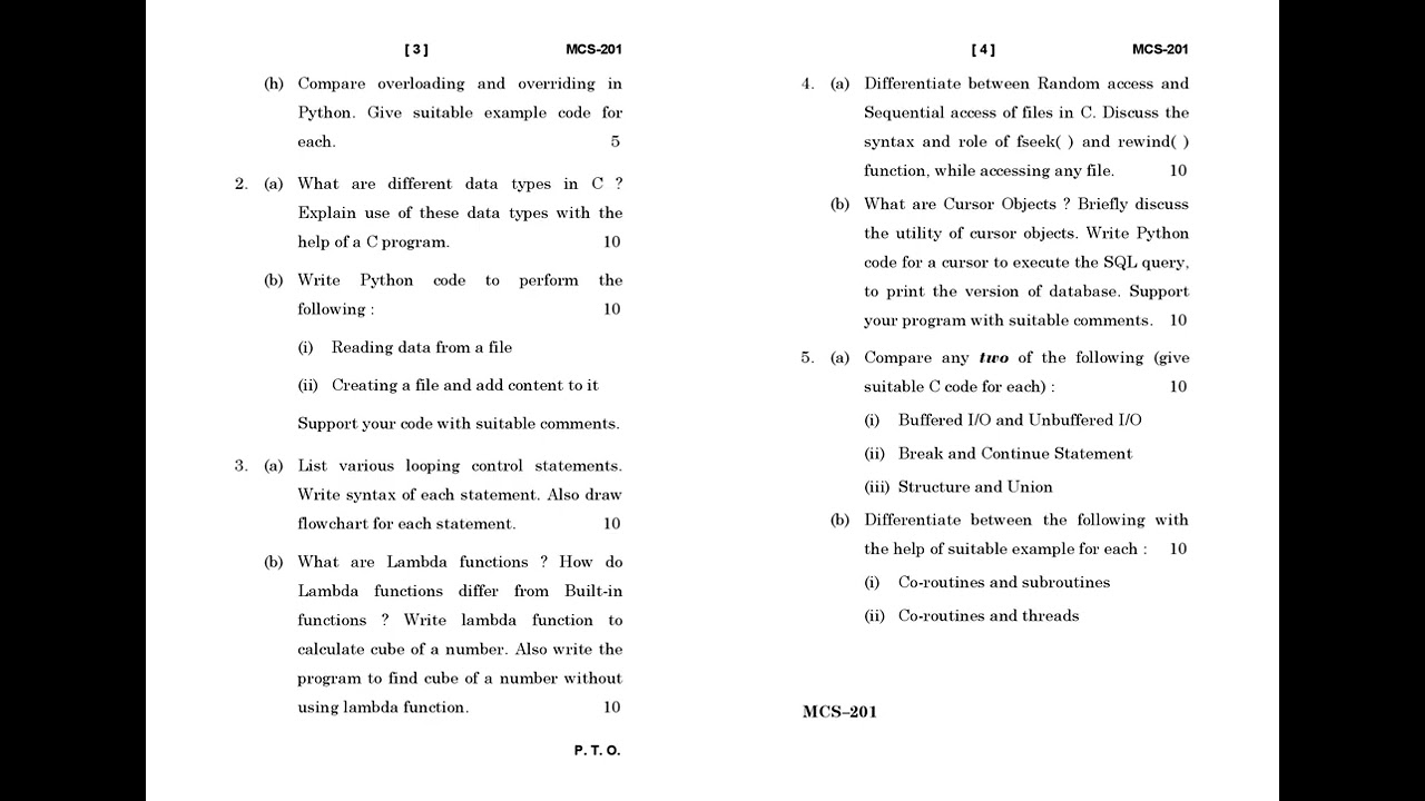 MCS - 201   December 2021 Question Paper