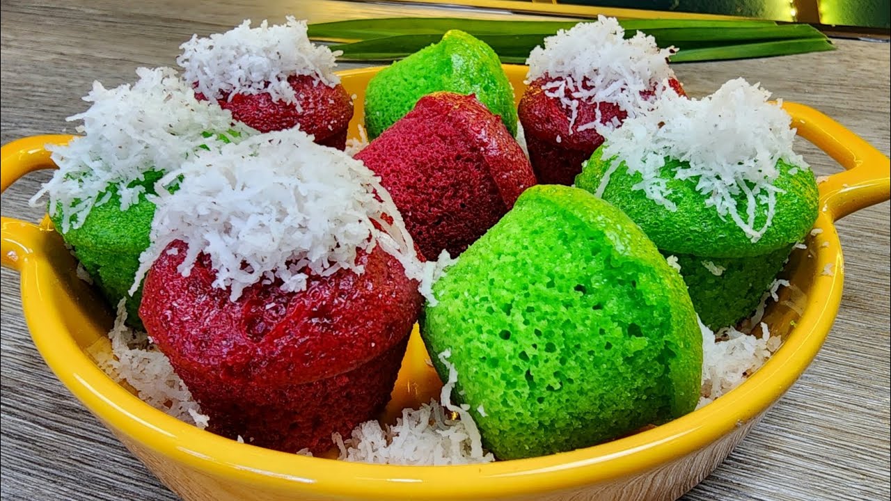 APAM NASI RED VELVET & PANDAN Sukatan Cawan | Steamed Rice Cake
