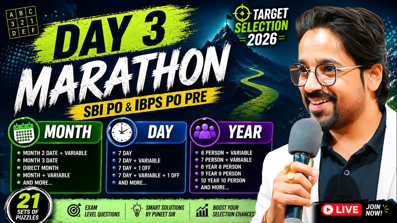 🔴 IBPS SBI PO MARATHON - 03 | Month, Day & Year | 21 Puzzle Sets | 105 Most Expected Questions