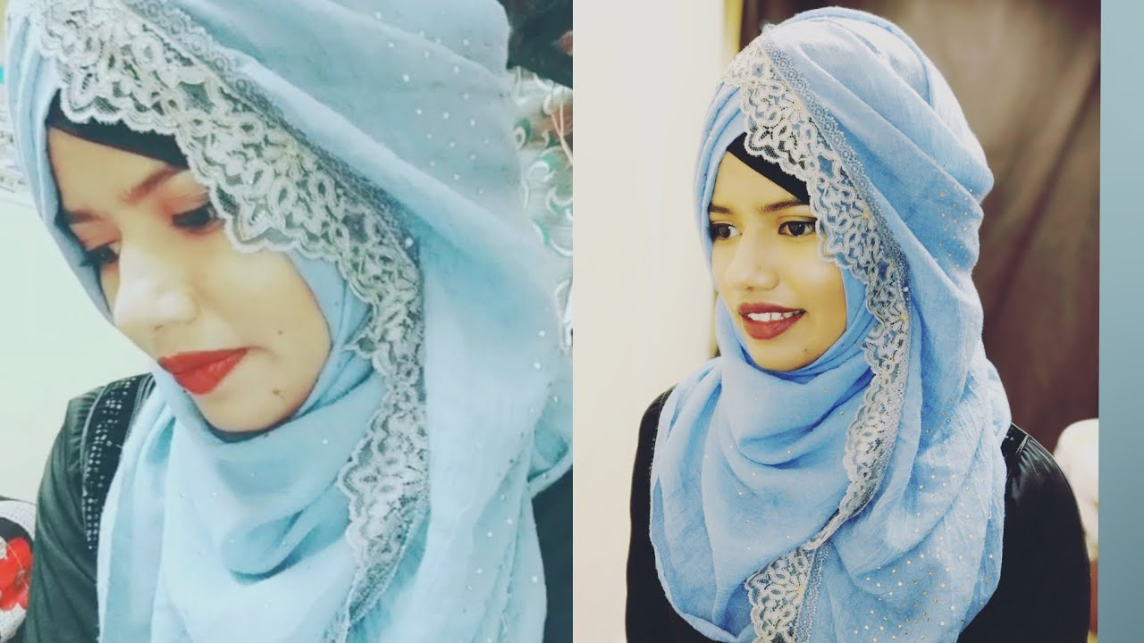 Side layer hijab style showing the border || side lace hijab style || Saba Faruk ❤️