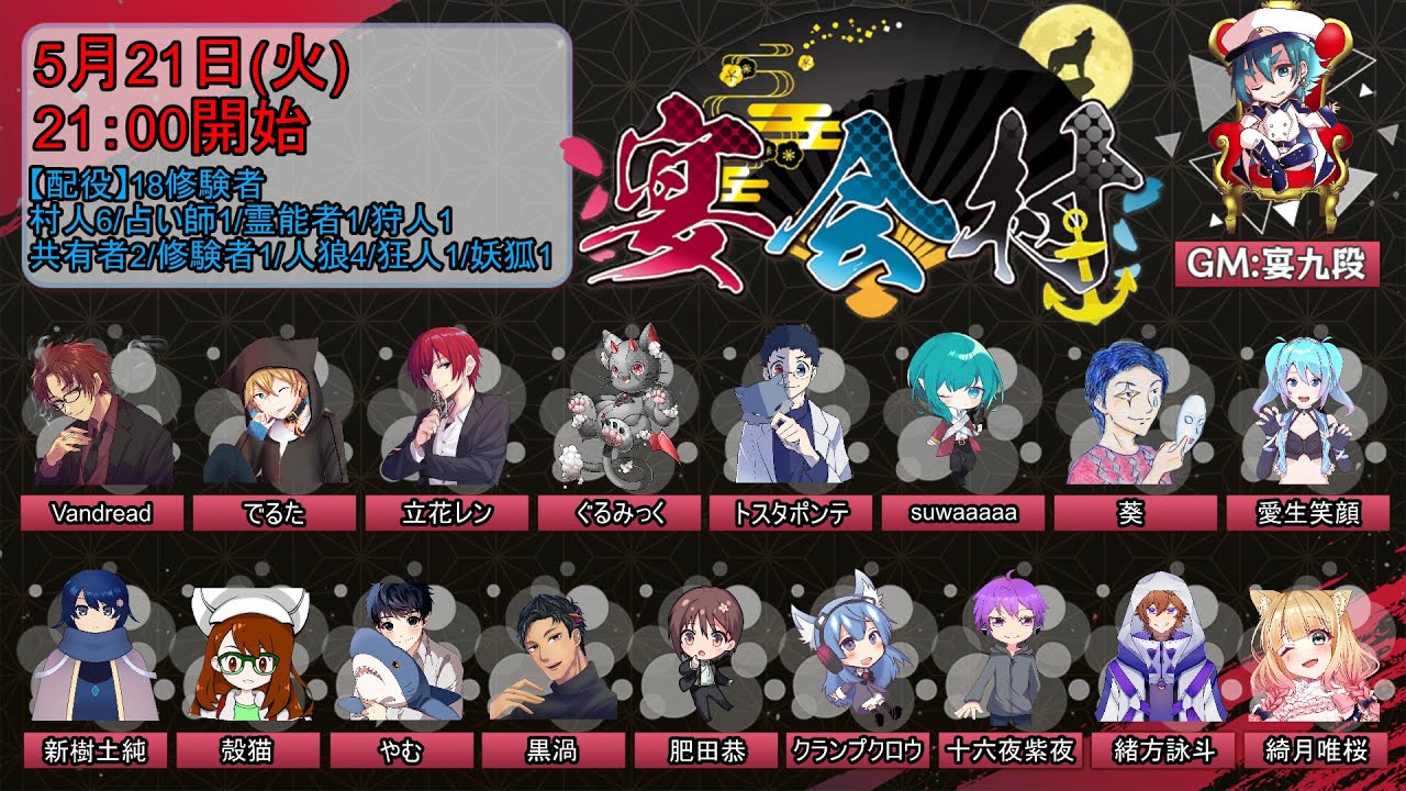 【人狼 #宴会村】２日生存していたら猫又になっていた件。【18修験者】