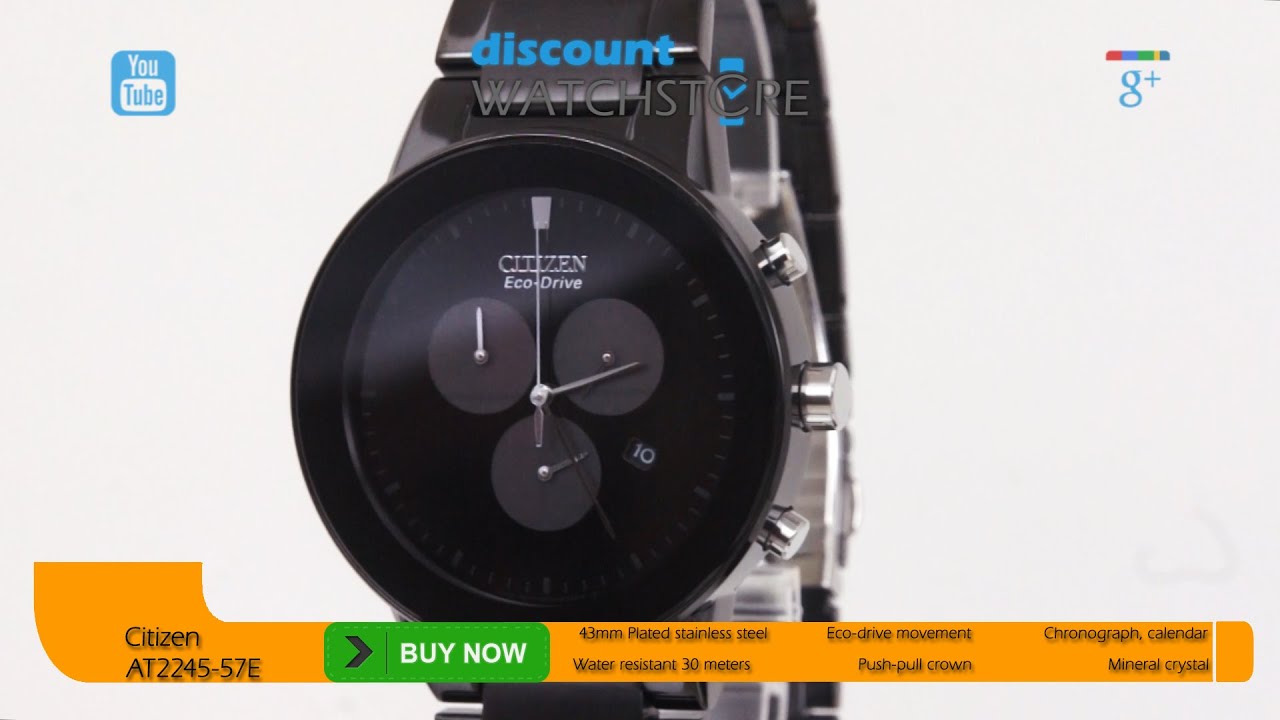 Citizen AT2245-57E Men's Axiom Eco-Drive Black Dial Black Steel Bracelet Chrono Watch Review Video