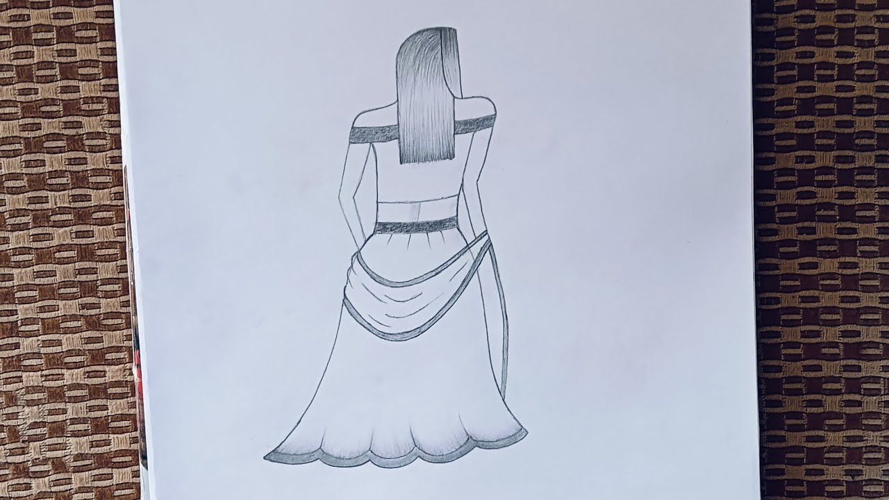 A very easy beautiful girl with lehanga for beginners #easydrawing #viralvideo #trendingvideo