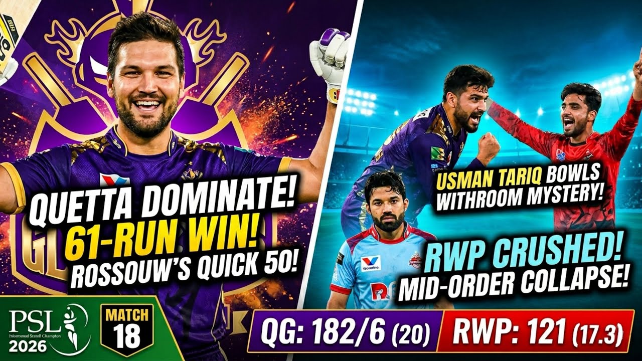 Quetta Crush Rawalpindiz! 61-Run Victory | QG vs RWP Highlights | PSL 2026 | Afsoosi review 