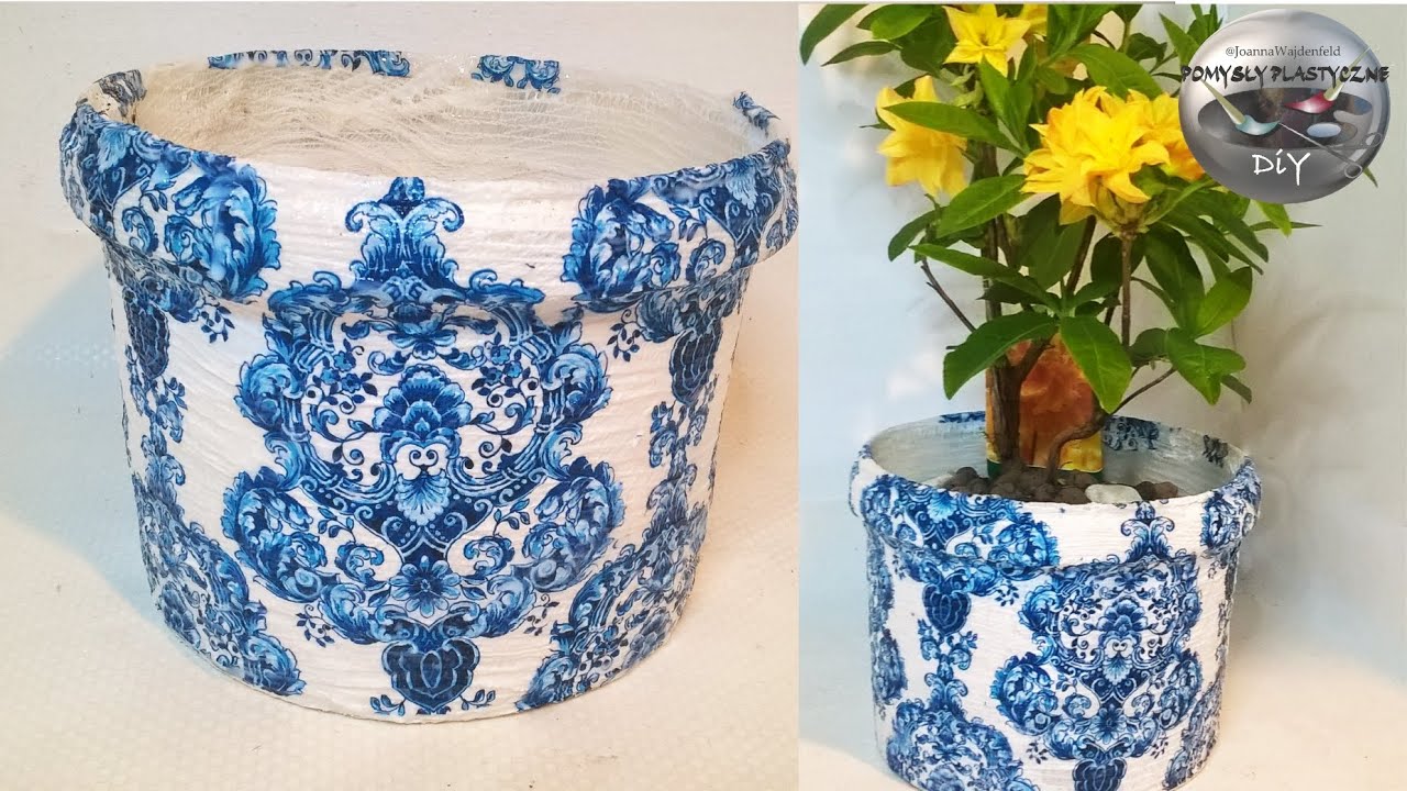 Jak zrobić doniczkę z bandaża ozdobioną decoupage - Pomysły plastyczne DiY