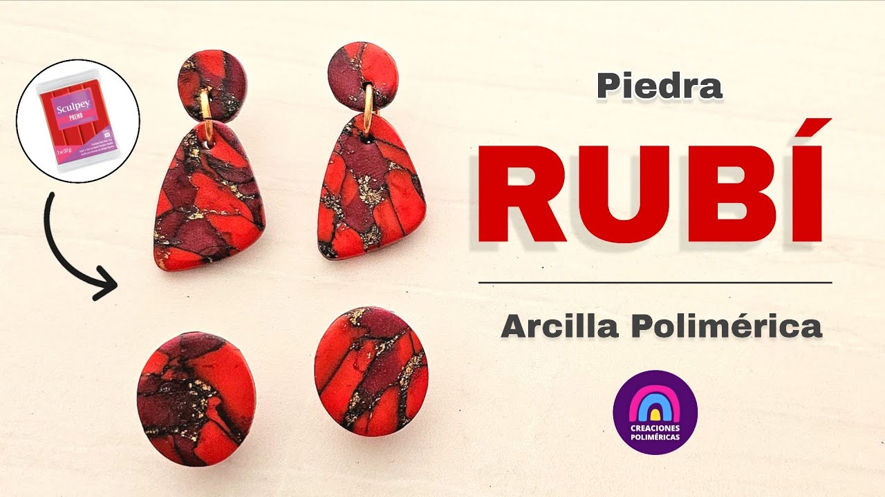 Cómo hacer PIEDRA RUBÍ con arcilla polimérica | Creaciones Poliméricas