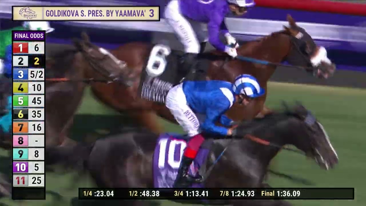 Ракия (Ирландия) выигрывает третью гонку Goldikova Stakes в Дел Мар 11/2/24