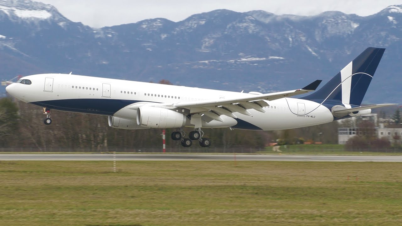 4K | P4-MLO Global Jet Airbus A330-200 landing at Geneva/GVA/LSGG