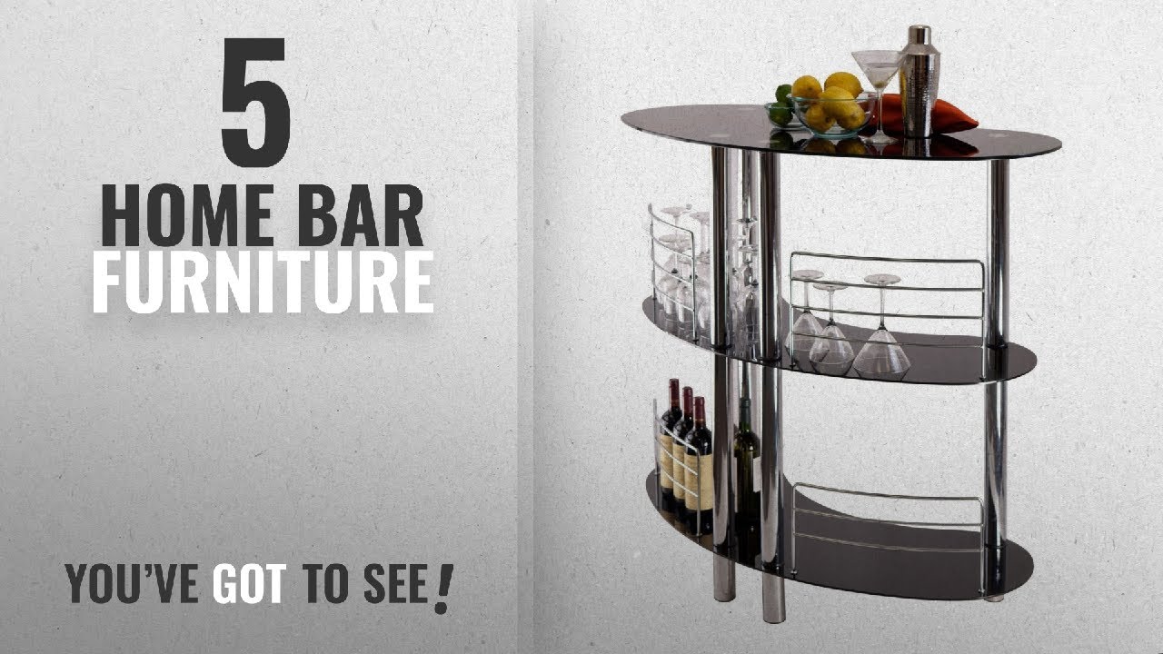 Top 10 Home Bar Furniture [2018]: CURVED Black Glass 3-Tier Home Pub Bar Table