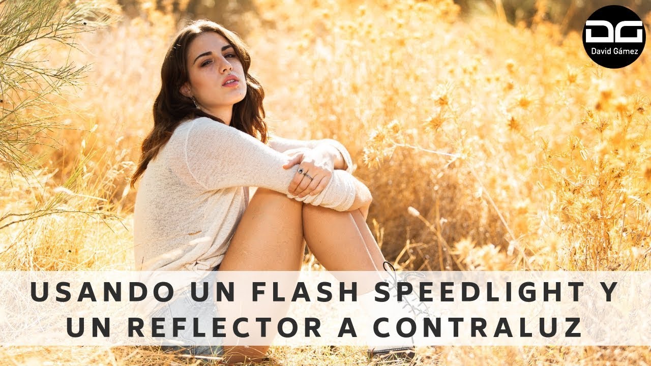 Usando un flash speedlight y un reflector a contraluz