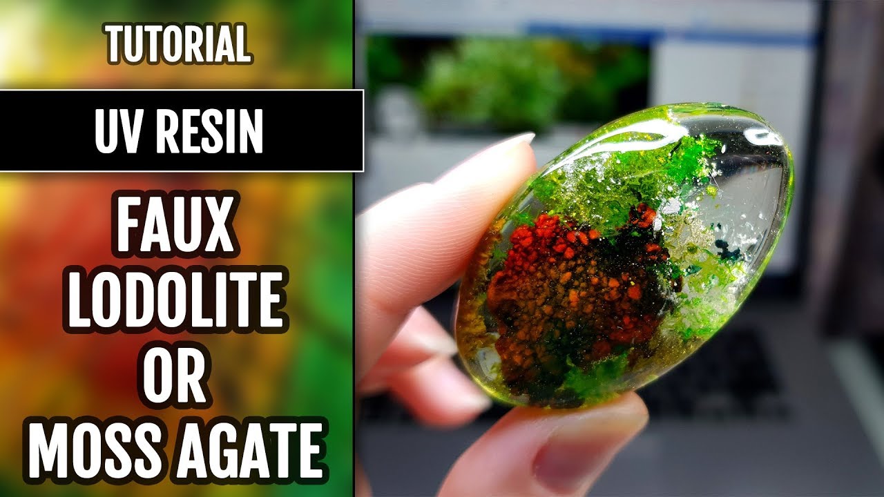 How to make: Faux Clear Stone - Moss Agate or Lodolite Quartz - UV Resin and natural inclusions!