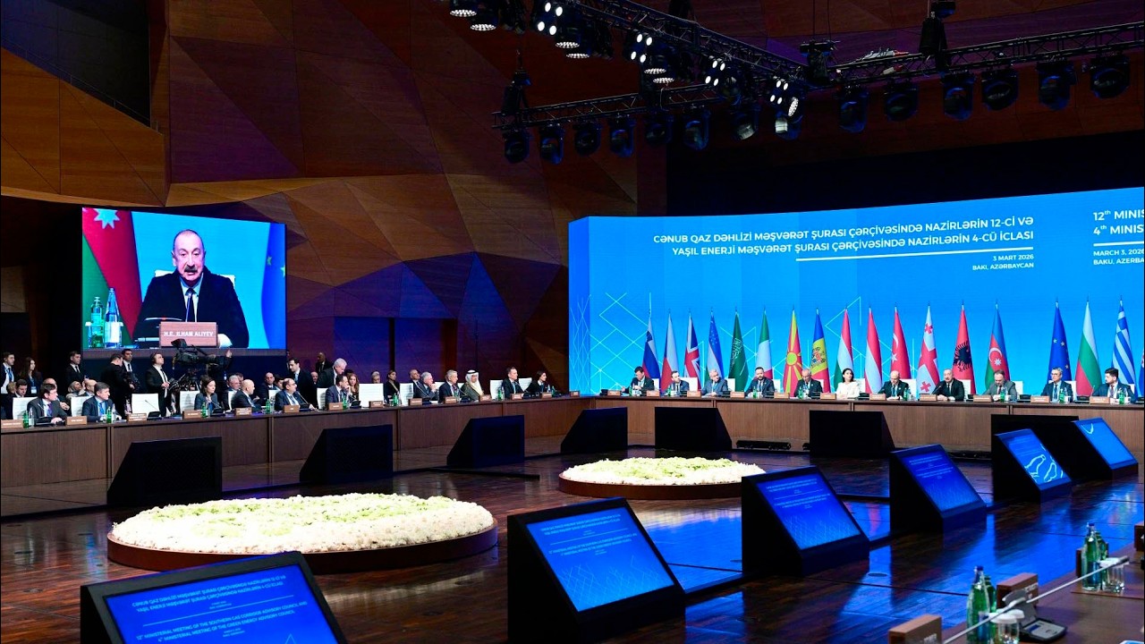 İlham Əliyevin Cənub Qaz Dəhlizi Məşvərət Şurası çərçivəsində nazirlərin 12-ci iclasında çıxışı