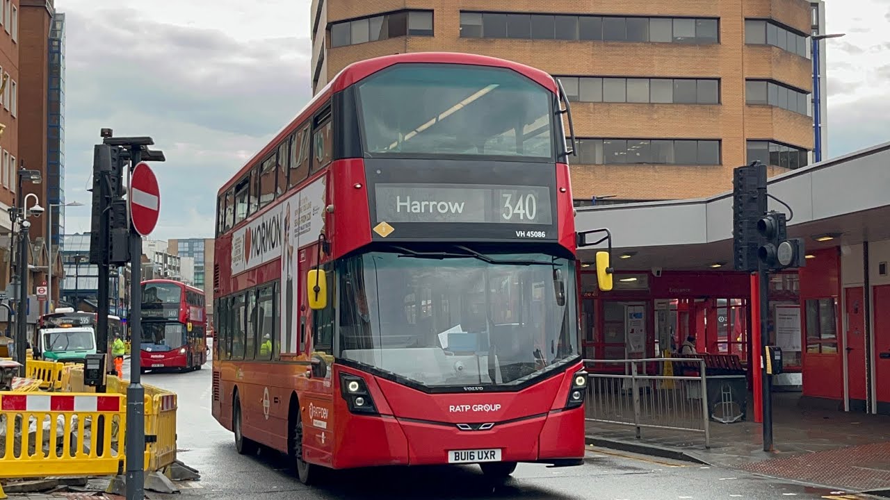 Full Route Visual. Route 340: Harrow Bus Station - Edgware Station | Gemini 3 VH45086 BU16 UXR